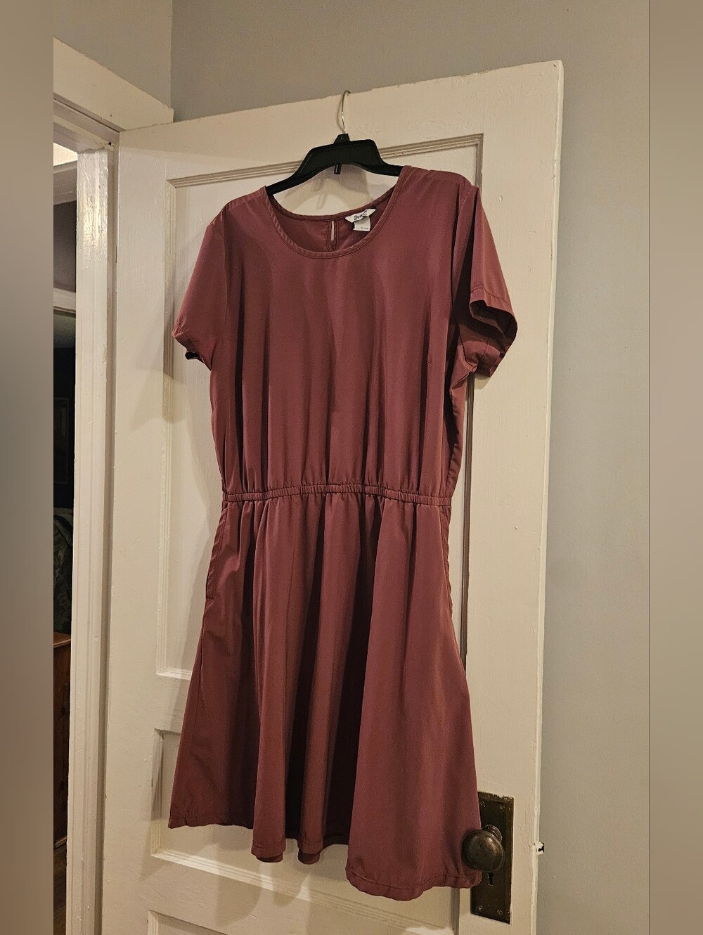 Duluth Women's Short Sleeve Elastic Waist Dress - Dusty Rose, Size L
